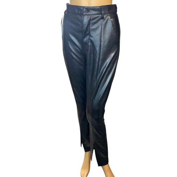 Abercrombie & Fitch Womens 90s Straight Ultra High Rise Faux Leather Pants Black - Picture 1 of 5